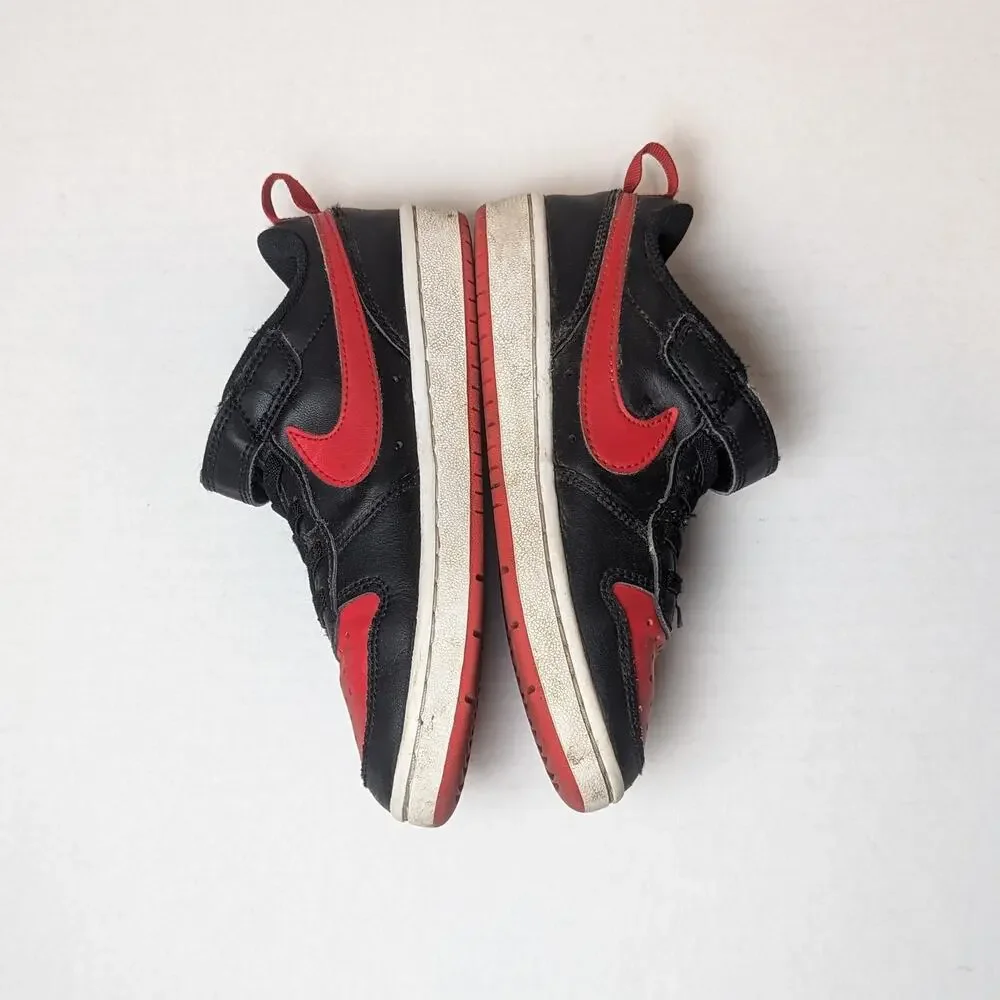 Nike Court Borough Low 2 Leather Sneakers Size 13.5C Black Red Shoes BQ5451-007